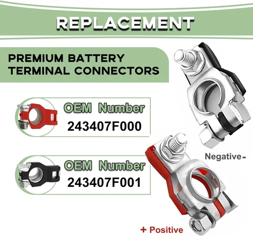 Vista 5 de 1 par de conectores de terminal de batería para Nissan - Compatible con Nissan/Rogue/Maxima/Murano/Sentra, terminales de batería positivos
