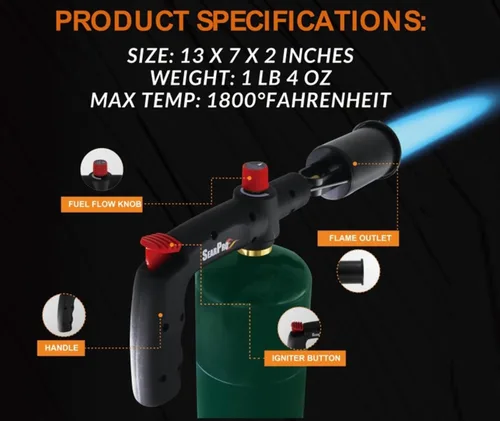 Vista 8 de POWERFUL SearPro Charcoal Torch Lighter - Cooking Gadgets - Sous Vide - Cooking Torch - Culinary Kitchen Torch - Flamethrower Meater Gun Lighter