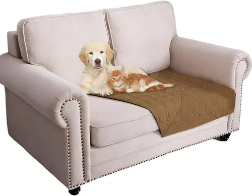 Vista 62 de Ameritex - Manta impermeable para cama de perro, manta reversible para muebles, cama, sofá (30 x 70 pulgadas, color chocolate y beige)