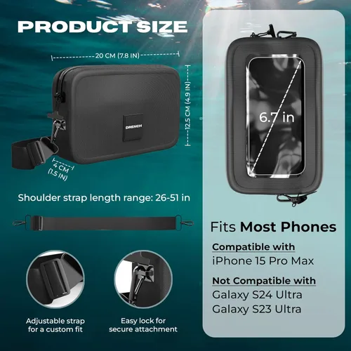 Vista 5 de DRENCH Paquete de aventura impermeable – Riñonera sumergible + bolsa impermeable para teléfono Bolsas secas IPX8 e IP68 para natación, esnórquel