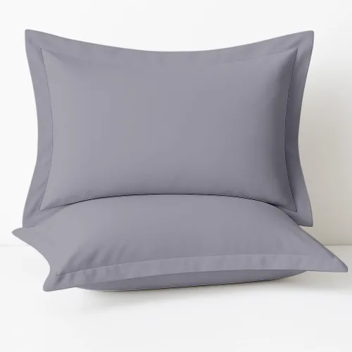 Vista 32 de Juego de 2 fundas de almohada de tamaño estándar de 20 x 26 pulgadas, 600 hilos, 100 % algodón orgánico, color negro, con reborde de 2 pulgadas