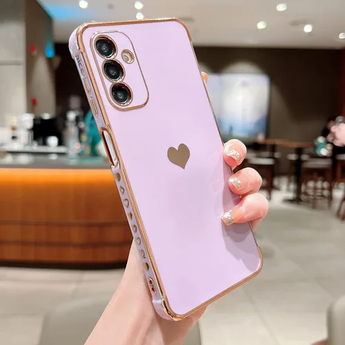 Vista 3 de phylla Funda de teléfono compatible con Samsung Galaxy A12 de 6.5 pulgadas, lindo corazón chapado en oro, elegante funda de lujo para mujer