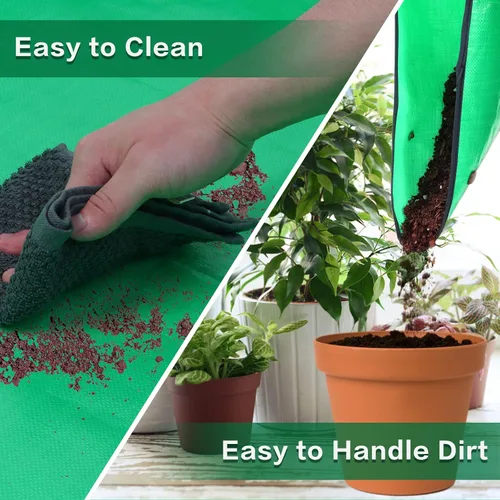 Vista 4 de Tapete de trasplante de plantas, extra grande, impermeable, plegable, para trasplante de plantas de interior y control de suciedad, tapetes