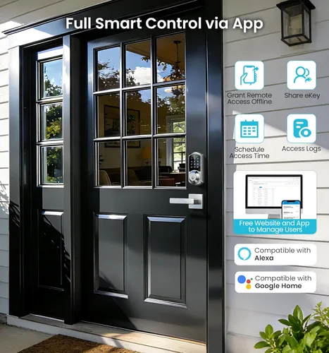 Vista 5 de Veise VE07-L - Cerraduras inteligentes con control de aplicación de huellas dactilares con asas de aleación de zinc de alta resistencia, entrada sin