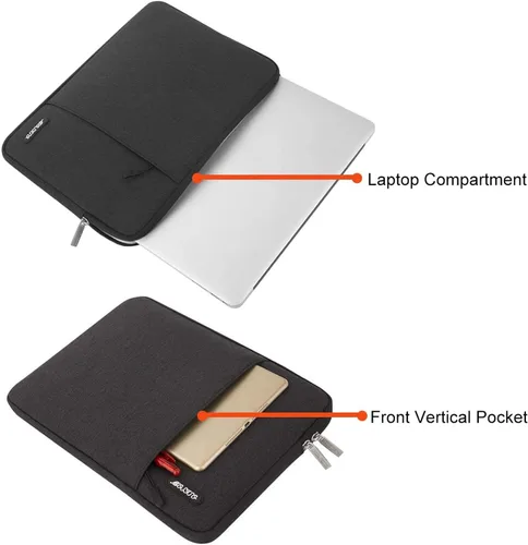 Vista 144 de MOSISO Funda vertical de poliéster con bolsillo para laptop de 13 pulgadas, para computadora MacBook Air M4, M3, M2 y M1 de 2025 a 2018 y Pro M2