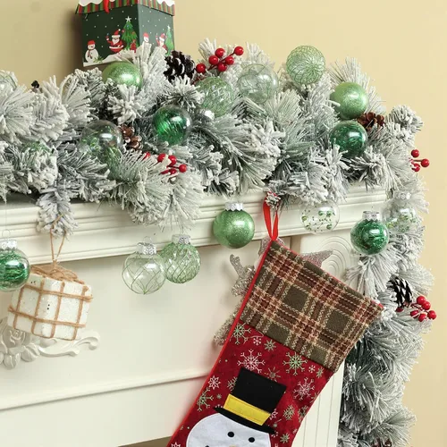 Vista 5 de Adornos de bola de Navidad transparentes, 30 unidades, decoración de bolas de Navidad inastillables, 2.36 pulgadas, decoraciones de Navidad verdes