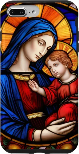 Vista 12 de Blessed Virgin Mary and Jesus Christ Stained Glass Case for iPhone 16