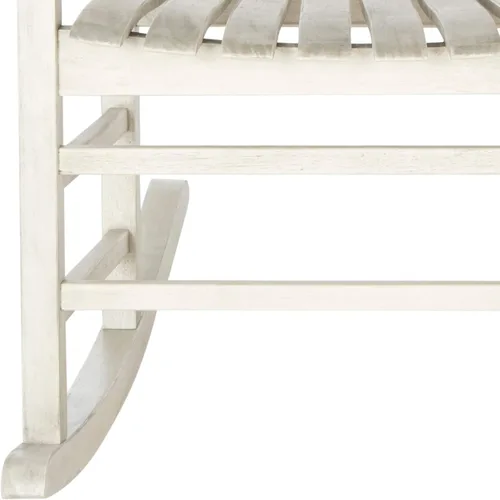 Vista 4 de Blanco Lavado Gris Acacia Madera Mecedora Bohemia Ecléctica Country Respaldo