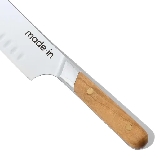 Vista 2 de Made In Utensilios de cocina - Cuchillo Santoku de 7" - Fabricado en Francia - Espiga completa con mango de madera de olivo