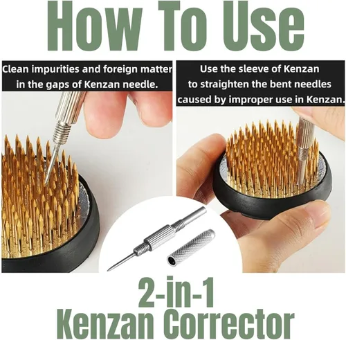 Vista 4 de Kit de jarrón Ikebana japonés, cerámicas de contenedor poco profundo para flores, jarrón Ikebana con rana de flores de 1.57 pulgadas y herramienta