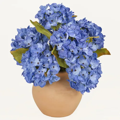 Vista 15 de TOPIA Flores de otoño de seda, hortensias secas artificiales, ramo de otoño, flores secas falsas para decoración del hogar (6 unidades)