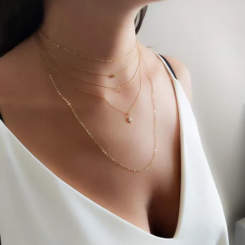 Vista 7 de Annika Bella Collar de cuentas pequeñas, collar de 14 pulgadas, gargantilla de cadena ajustable, gargantilla con dije de lunares, joyería de plata