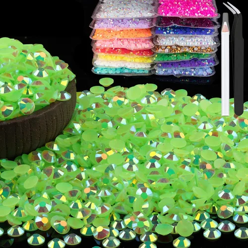 Vista 38 de 6000 piezas de diamantes de imitación de resina de 4mm a granel, color azul cielo AB con parte trasera plana, diamantes de imitación redondos