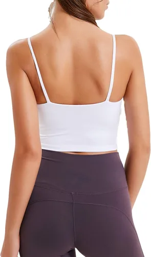 Vista 3 de Lemedy - Camiseta sin mangas y con brasier con relleno para mujer, para correr, hacer yoga y entrenar.