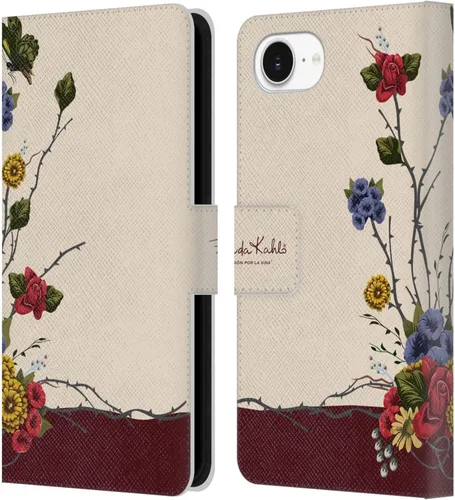 Vista 189 de Head Case Designs Funda con licencia oficial de Frida Kahlo Portrait Red Florals - Funda de piel tipo cartera compatible con Apple iPhone 14 Pro