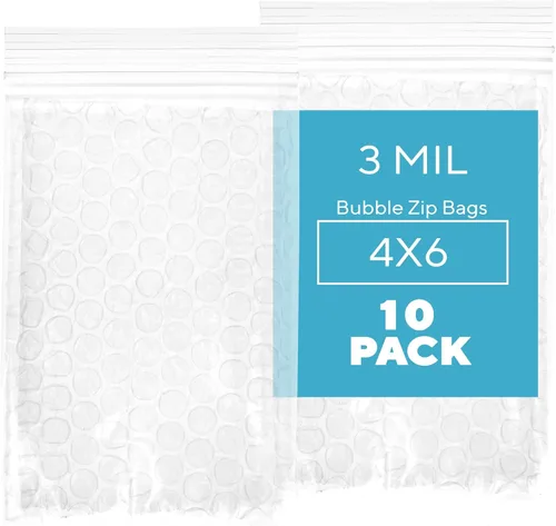 Vista 23 de GPI, 10 unidades, bolsas con cremallera recerrable de burbujas de 3"x3", 3 mil de grosor, resellables, reutilizables, bolsas de envoltura acolchada