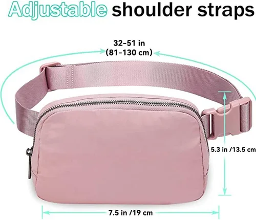 Vista 51 de Cangurera cruzada para mujer, mini bolsa para cinturón de 1 litro con correa ajustable de 32 a 51 pulgadas, bolsa de cintura pequeña para viajes