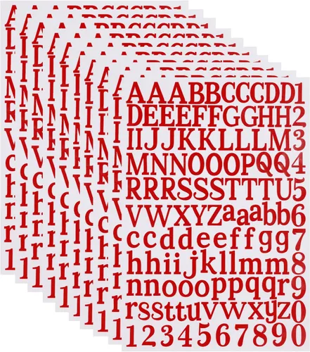 Vista 12 de 10 hojas de calcomanías de letras de vinilo negro, 1200 piezas de calcomanías autoadhesivas de números y alfabeto, números de buzón para letreros