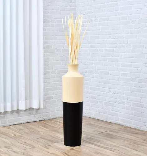 Vista 4 de Ramo de hojas de palmera secas Leewadee de color, rampo para vasijas de suelo, ramita de paja decorativa, paja natural y seca.