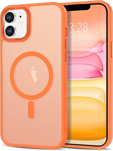 Vista 150 de Anuck - Funda magnética para iPhone 11 compatible con MagSafe, carcasa trasera mate translúcida dura, borde de TPU, delgada, resistente a impactos