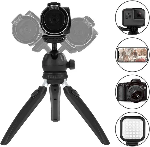 Vista 6 de Andoer H20 Mini trípode de mesa portátil plegable para cámara de teléfono con cabeza de bola extraíble con tornillo de 1/4 pulgadas