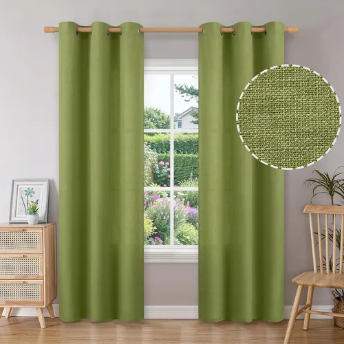Vista 77 de BGment Cortinas de 45 pulgadas de largo, juego de 2 paneles para dormitorio, con ojales, aspecto de lino grueso, arpillera texturizada, filtrado