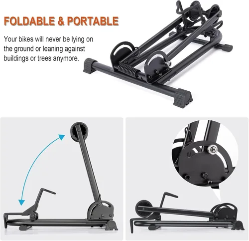 Vista 4 de Soporte de suelo para bicicleta de interior – Soporte para bicicleta para coche/hogar – Almacenamiento de bicicletas de estacionamiento