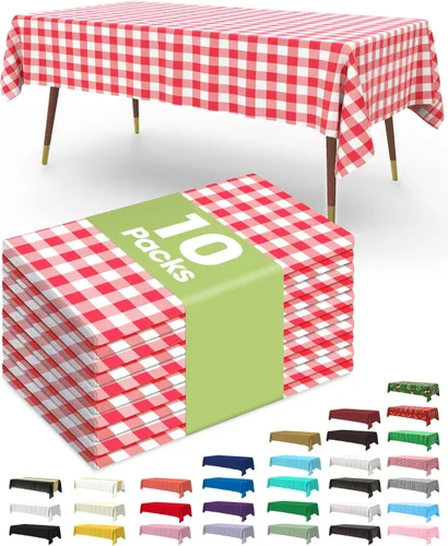 Vista 10 de Pureegg - Juego de 10 manteles de plástico desechables redondos de 84 pulgadas, para fiestas, picnics, bodas, manteles decorativos, redondos, Blanco