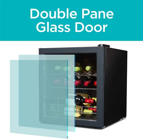 Vista 2 de BLACK+DECKER Refrigerador de vino de 14 botellas con luz interior y control mecánico de temperatura, refrigerador de vino con enfriador de vino