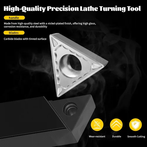 Vista 5 de Herramientas de corte de torno de metal,5 juegos de brocas de corte de metal de carburo de 1/2", herramienta de torneado de torno