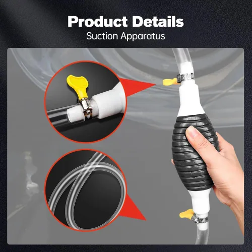 Vista 2 de Bomba de sifón líquido multifuncional, extractor de líquidos manual de gran diámetro para gasolina, aceite de motor, combustible, diésel, agua, Con