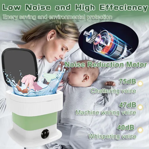 Vista 5 de Lavadora portátil, mini lavadora de 16 L, lavadora y secadora plegable de 60 W con giro para viajes, ropa interior, ropa de bebé