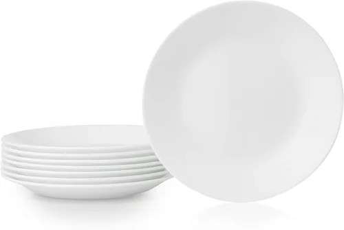 Corelle Vitrelle - Juego de 8 platos para ensalada y aperitivos de 6.75 pulgadas, vidrio de triple capa y resistente a las astillas, platos redondos