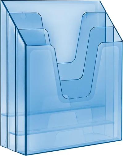 Acrimet Organizador vertical triple para carpetas de archivos (color azul transparente)