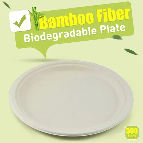 Vista 23 de Green Earth, Platos compostables de 10 pulgadas, 125 unidades, fibras de bambú naturales, vajilla diaria – biodegradable – Desechable forma ovalada
