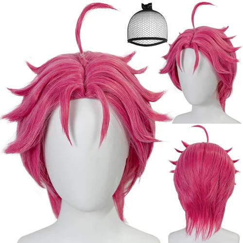 Vista 15 de BESTBEL Peluca corta negra para hombre, pelucas de cosplay negras, peluca Negro