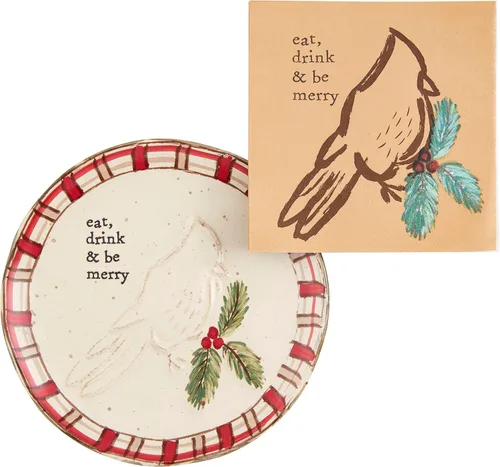 Vista 8 de Mud Pie Juego de Aperitivo de Navidad, reno, plato 6 1/2" (de) diámetro