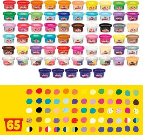 Vista 2 de Play-Doh Ultimate Color Collection - Paquete de 65 latas de 1 onza, incluye brillo, confeti y explosión de color, suministros para el aula