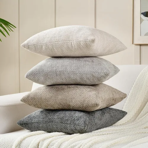 Vista 5 de Volcanics Juego de 4 fundas de almohada bohemias de 18 x 18 pulgadas, fundas de cojín decorativas de felpilla neutra para sofá, sillón, dormitorio