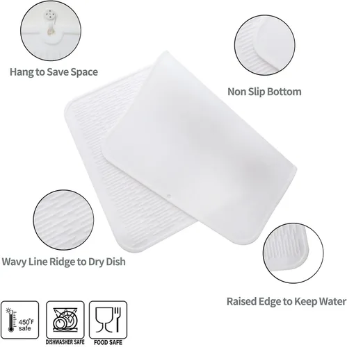 Vista 991 de MicoYang Alfombrilla de Silicona para Secar Platos de Múltiples Usos, Fácil de Limpiar, Ecológica, Alfombrilla de Silicona Resistente al Calor