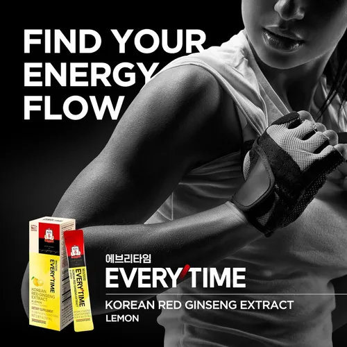 Vista 2 de JUNG KWAN JANG Everytime Extracto de Ginseng Rojo Coreano en Stick 1,050mg y Limón - Bebida Energética Líquida Vegana de Raíz de Ginseng en Stick