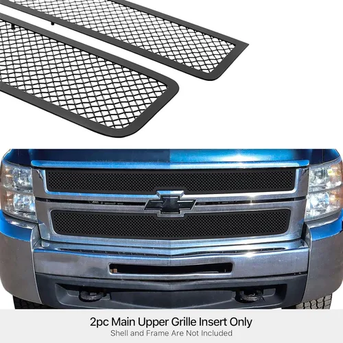 Vista 3 de APS Compatible con Chevy Silverado 3500HD 2500HD 2007-2010 rejilla de malla negra superior principal de acero inoxidable C75774H