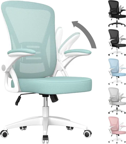 Vista 13 de naspaluro Silla de oficina ergonómica, silla para computadora con altura ajustable, brazos abatibles y soporte lumbar, silla de escritorio de malla