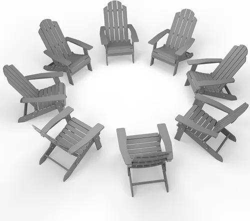 Vista 30 de MXIMU Silla Adirondack plegable para exteriores: sillas Adirondack fáciles de montar y cómodas, silla de plástico compuesto para todo tipo de clima
