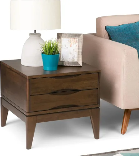 Vista 14 de SIMPLIHOME Harper - Mesa auxiliar rectangular de madera maciza de 22 Negro
