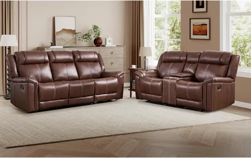 Vista 28 de EBELLO Sofá reclinable de dos plazas de piel sintética, sofá reclinable manual, silla de 2 plazas de estilo moderno de mediados de siglo