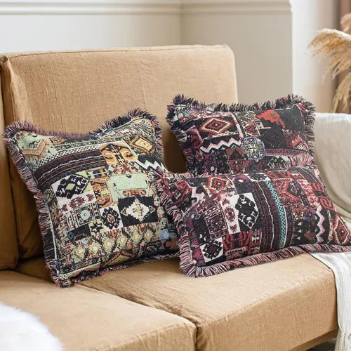 Vista 7 de ZWJD Fundas de almohada bohemias de 18 x 18 pulgadas, almohadas decorativas para sofá, elegantes, de algodón, cuadradas, suaves, marroquíes