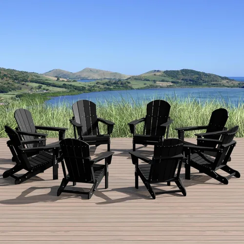 Vista 60 de WestinTrends Malibu - Juego de 2 sillas Adirondack plegables de polietileno para exteriores, color blanco