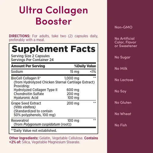 Vista 6 de Nature’s Bounty Optimal Solutions Ultra Collagen Booster para suplemento de envejecimiento saludable, resveratrol, ácido hialurónico – cápsulas