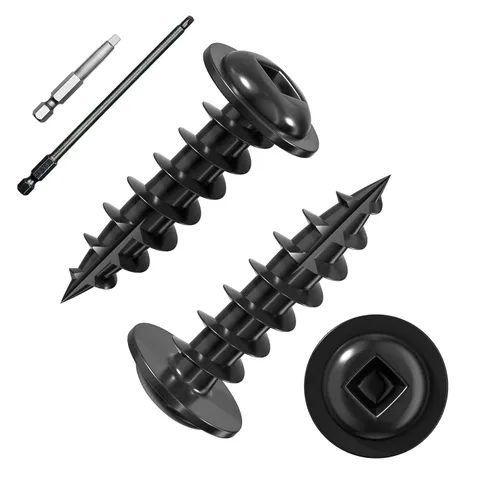 Vista 8 de Wensilon (Negro) Tornillos de agujero de bolsillo # 8 x 1 pulgada, 165 tornillos de madera de agujero cuadrado de 1 libra y tornillos autorroscantes